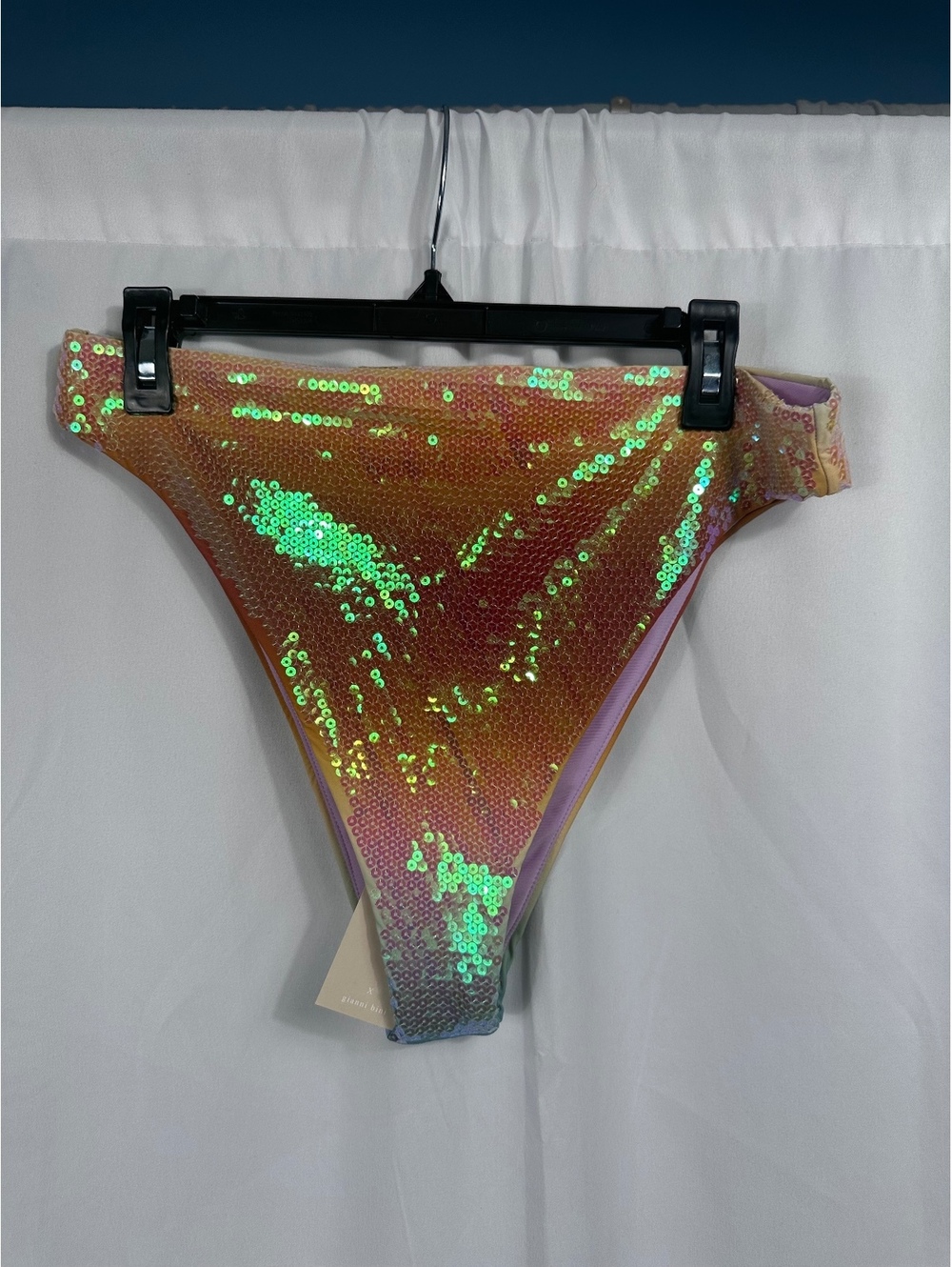DANNIJO x Gianni Bini High Waist Cheeky Bikini Bottom with Iridescent Sequins XL